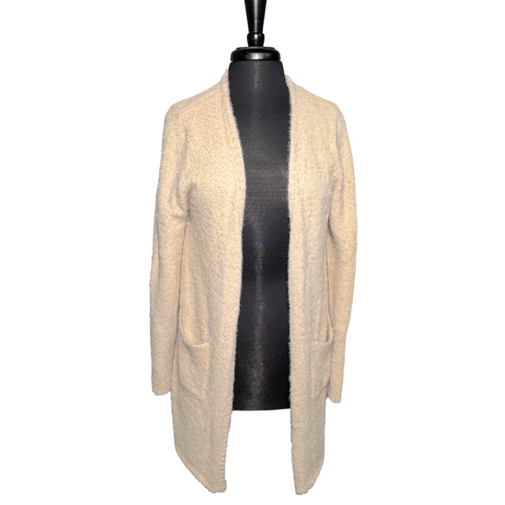 NWOT Cream Fuzzy Open Front Cardigan
